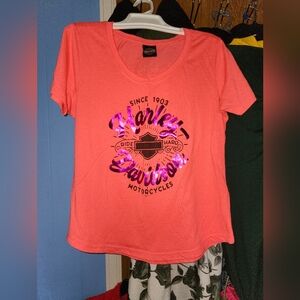 Harley Davidson Pink Shirt Female's Large Tee